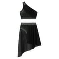 thumbnail image 3 of Doomiva Women's Lyrical Dance Dress Rhinestone Crop Top with Skirted Leotard Ballet Dance Outfit Black XL, 3 of 6