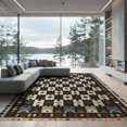 thumbnail image 2 of ODIKA 6'x9' Washable Area Rug Non-Slip, Easy Care, Checkered Southwestern With Diamond Motifs And Geometric Border for Family Room, Living Room, Master Bedroom, 2 of 7