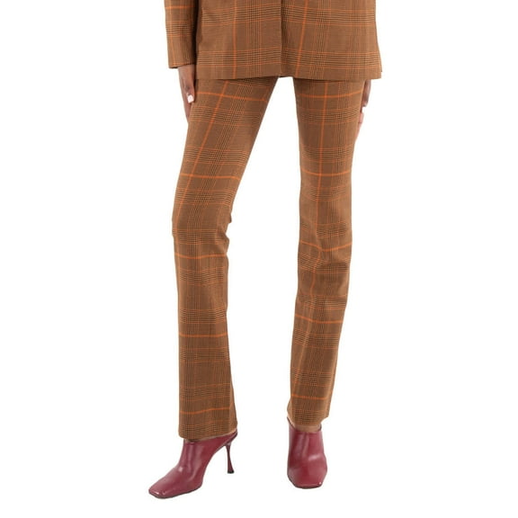 Stella McCartney Ladies Brown Prince-Of-Wales Slim-Cut Trousers, Brand Size 36 (US Size 2)