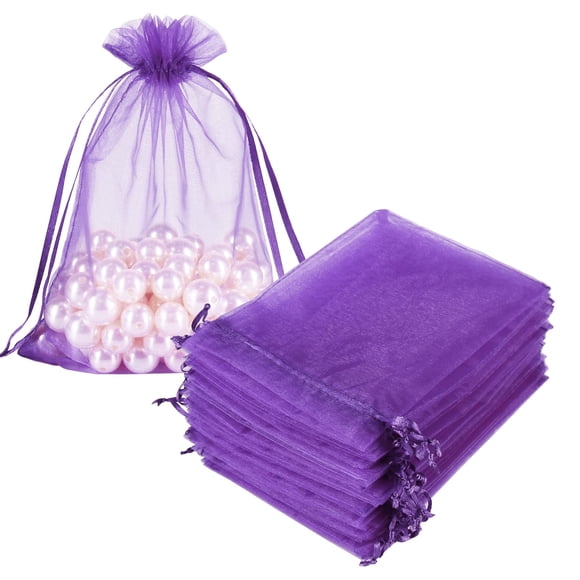 Bolsas de regalo de organza HRX, color morado, 13 x 18 cm, 100 unidades