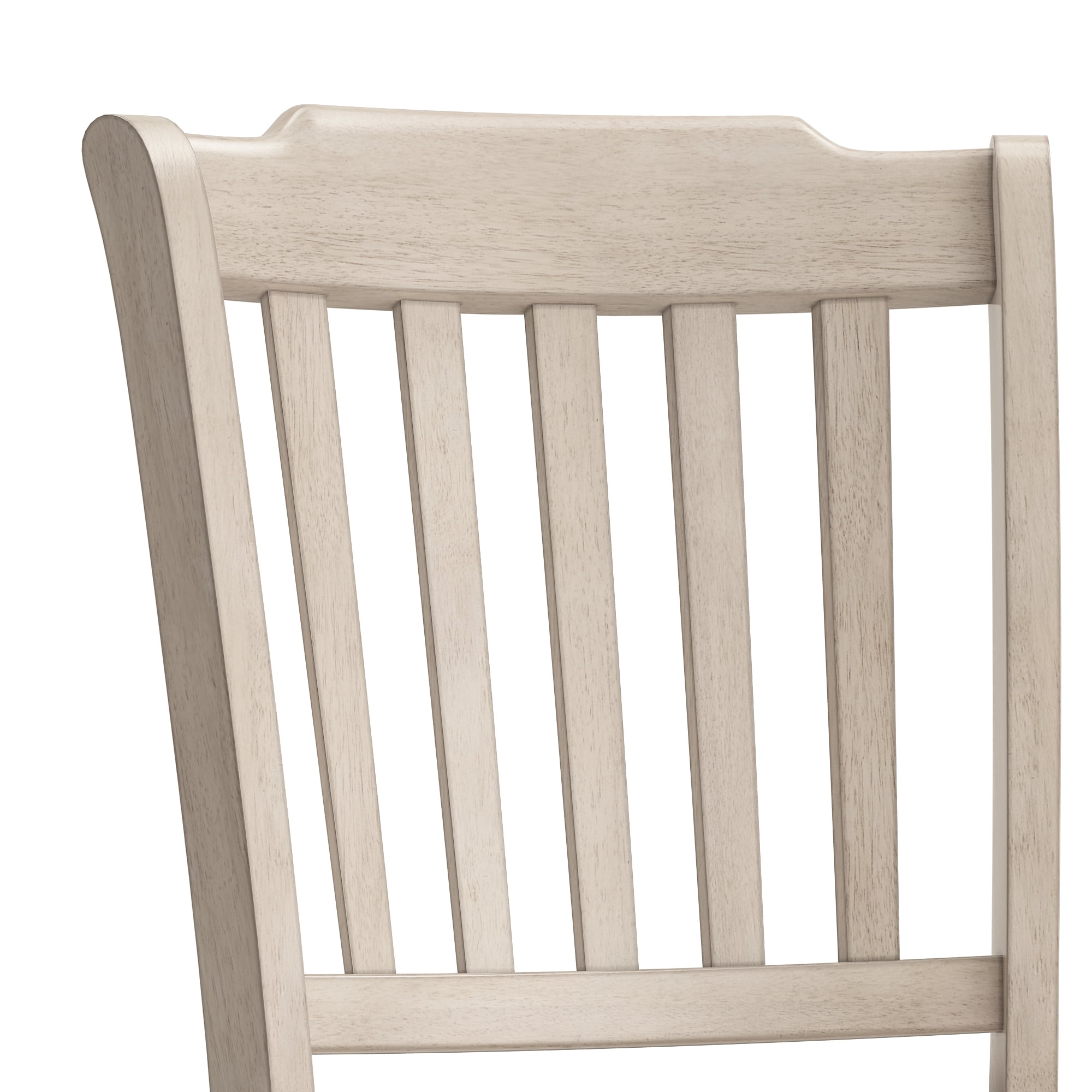 Weston Home Farmhouse Vintage Slat Back Solid Wood Counter Height Chair, Set of 2, Antique White