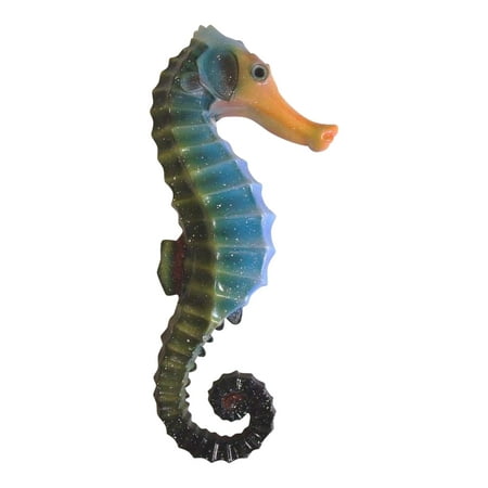 Tropical Wall Decor - Tropical Tiki Coastal Seahorse Wall Decor Green with Blue 9 Inch Plaque