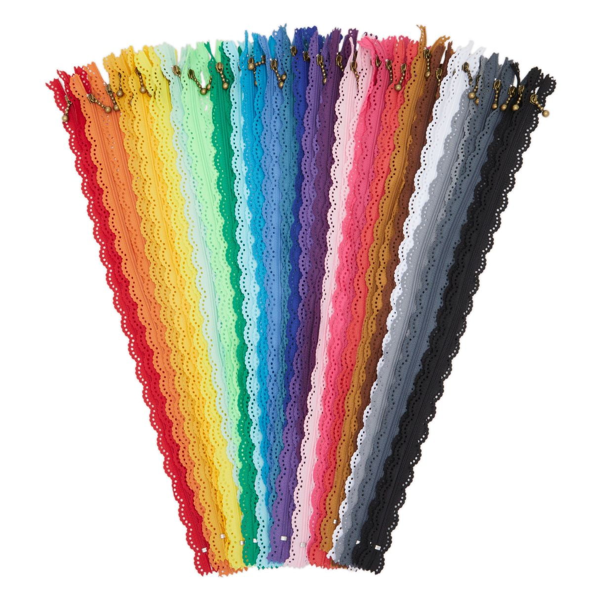 50Pcs 16inch Lace Closed End Zippers 3# Nylon For Purse Bags Multicolor Sewing
