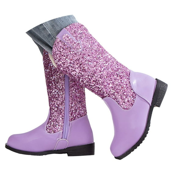 Mostsola Sparkly Cowgirl Cowboy Boots for Girls Little Kids Mid Calf Zipper Low Heel Western Boots