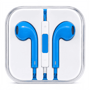 1 Pack 3.5mm Wired Stereo Earbuds with Microphone, In Line Controls and Acrylic Storage Case for Music, Calls & Everyday Listening, Blue