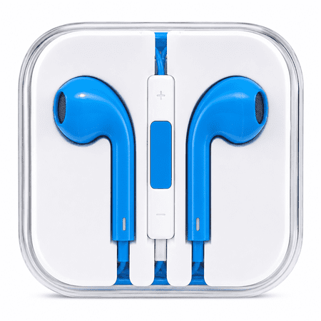 1 Pack 3.5mm Wired Stereo Earbuds with Microphone, In Line Controls and Acrylic Storage Case for Music, Calls & Everyday Listening, Blue