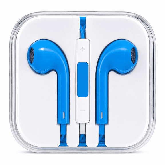 1 Pack 3.5mm Wired Stereo Earbuds with Microphone, In Line Controls and Acrylic Storage Case for Music, Calls & Everyday Listening, Blue