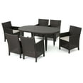thumbnail image 6 of Shaw Outdoor 7 Piece Wicker Oval Dining Set with Cushions, Multibrown, Light Brown, 6 of 9