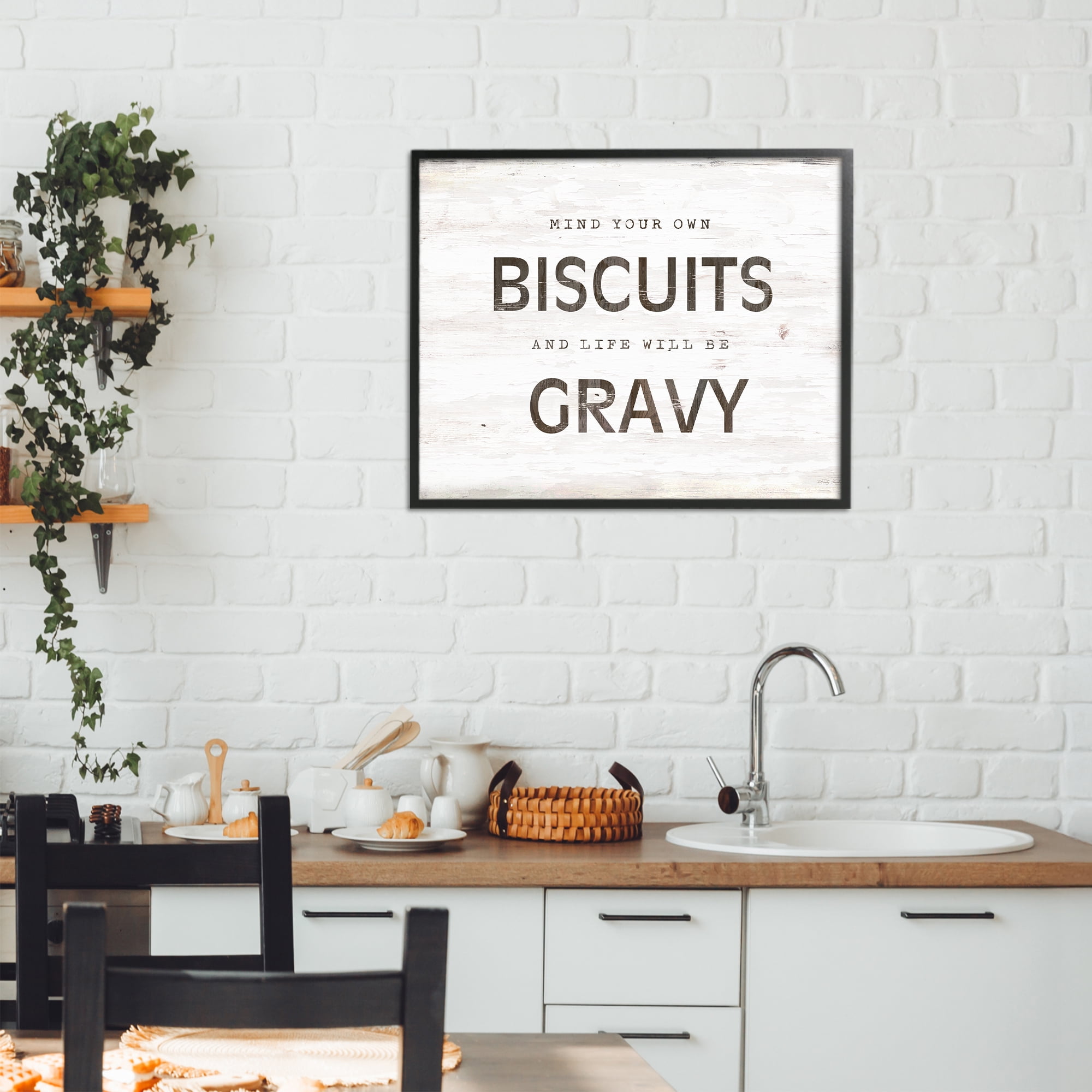 Stupell Industries Mind Your Biscuits Life Is Gravy Black Framed Giclee Art, design by Cindy Jacobs