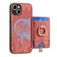 thumbnail image 2 of Wallet Case Designed for iPhone 12 Mini with Detachable Card Holder, Rotation Ring Kickstand Case, Magnetic Vintage PU Leather Cover Compatible with MagSafe Shockproof Case for iPhone 12 Mini, Pink, 2 of 10