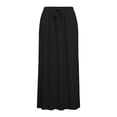 thumbnail image 6 of Maxi Skirt With Tiered Hem Satin Skirt Ladies Fashion Women Solid Color Elastic Waist Drawstring Ladies Long Skirts Black L, 6 of 6