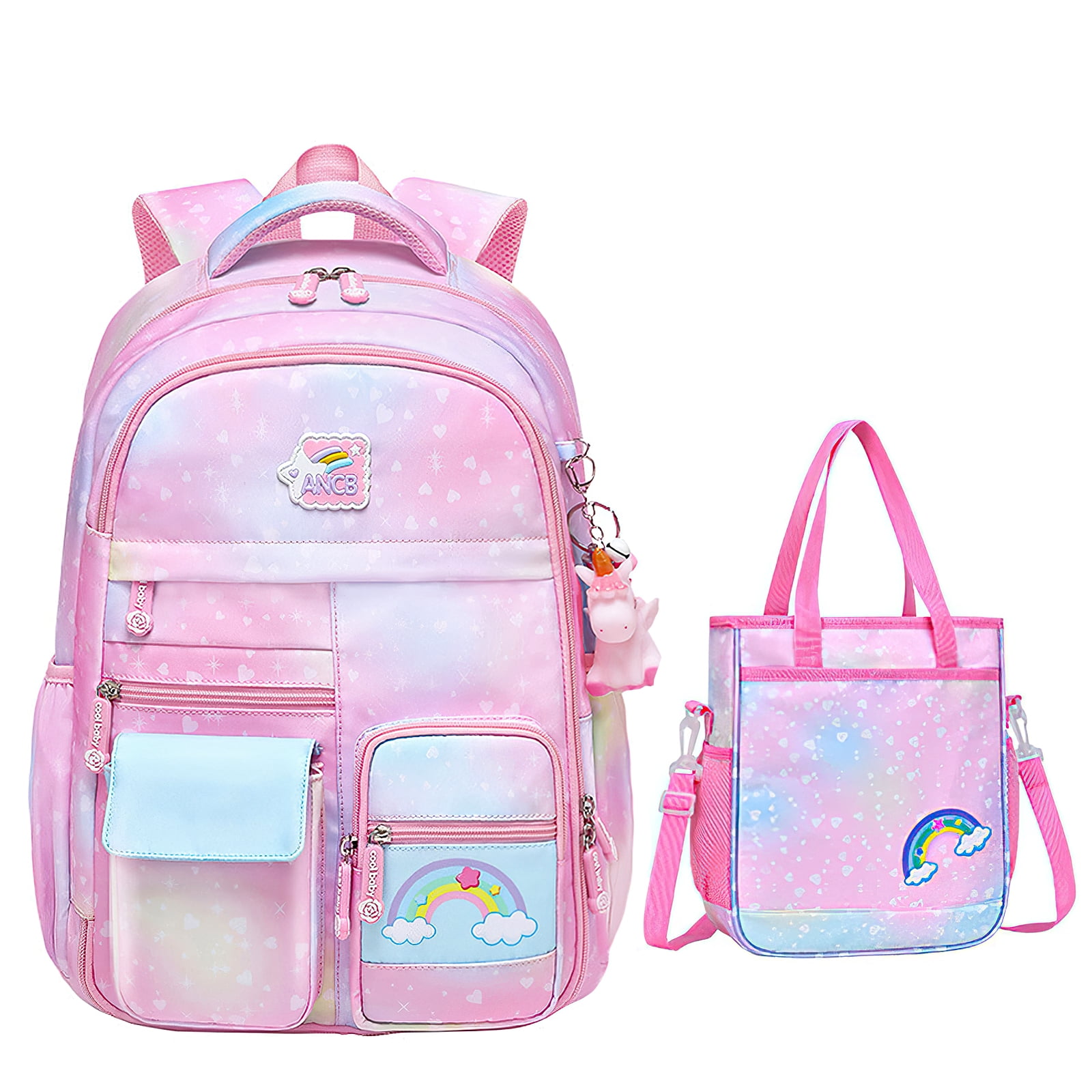 Kadyn Girls Backpack, Waterproof Princess School Backpacks for Teen Girl Kid Students, Cute Book Bag with Compartments and Lunch Bag, Pink Kadyn Girls Backpack, Waterproof Princess School Backpacks for Teen Girl Kid Students, Cute Book Bag with Compartments and Lunch Bag, Pink