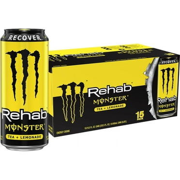 Monster Energy Rehab Tea   Lemonade   Energy, Energy Iced Tea, Energy Drink 15.5 Ounce (Pack of 15)
