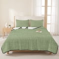 thumbnail image 3 of Queen Quilt Set 90''x96'', Vintage Sage Green Lightweight Bedspread Coverlet Set with 2 Pillow Shams, Farmhouse Retro Beige Solid Color Breathable All Season Quilt Bedding for Bedroom/Guest Room, 3 of 9