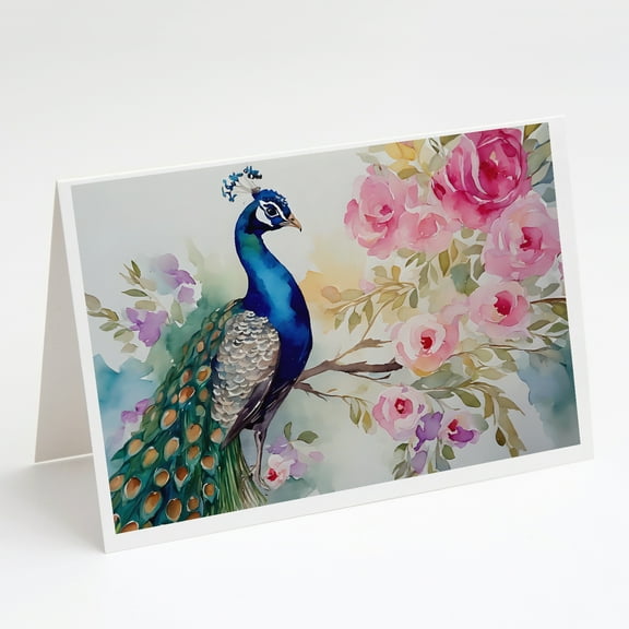 Peacock Greeting Cards Pack of 8 7 in x 5 in