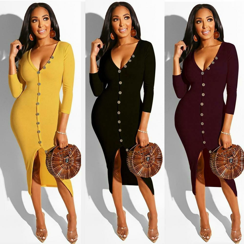 Button bodycon dress Clearance