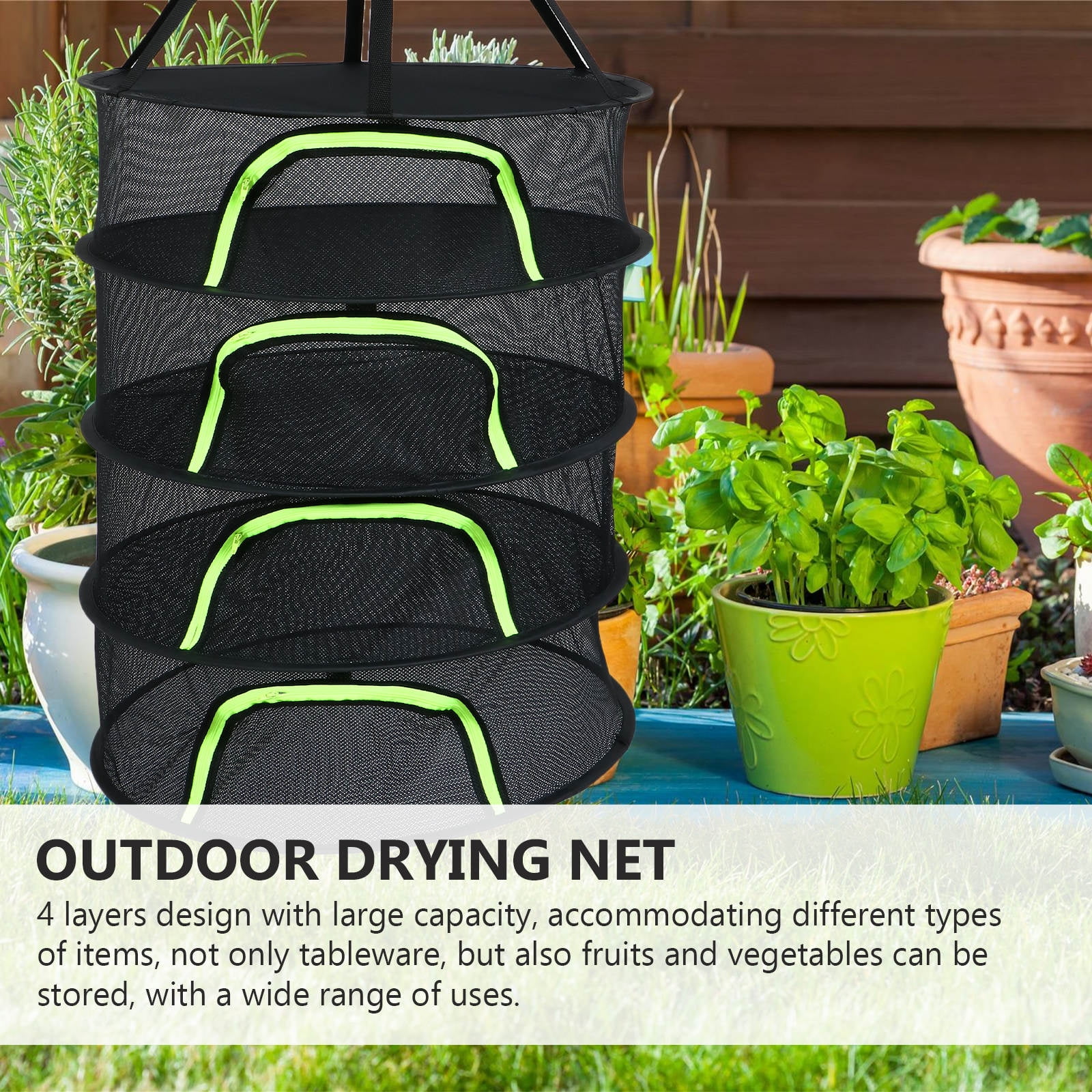 ELAYARD Black Multi-Functional Drying Net Basket, 1 Piece - Ideal for Gardeners, Outdoor Use, Camping, and Home Storage Solutions