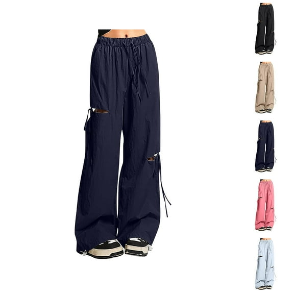 Girls Pants Back To School Clothes for Girls Stylish Asymmetric Distressed Wide Leg High Waist Cargo Pants for Casual Outdoor Summer Activities Comfortable Versatile Ideal for Girls