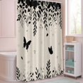 thumbnail image 5 of Shower Curtain Butterfly Leaf Shower Curtains for Bathroom Decor, Waterproof Polyester Shower Curtain Set with Hooks, Small Stall Size 36" x 72" Black Plant Silhouette, 5 of 9