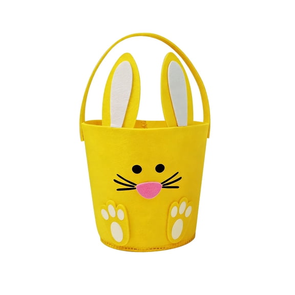 HuiXinOu Easter Bunny Non-Woven Storage Basket, Candy Bucket Egg Hunt Tote Bag for Holiday Decorations, Gift Basket and Home Organization
