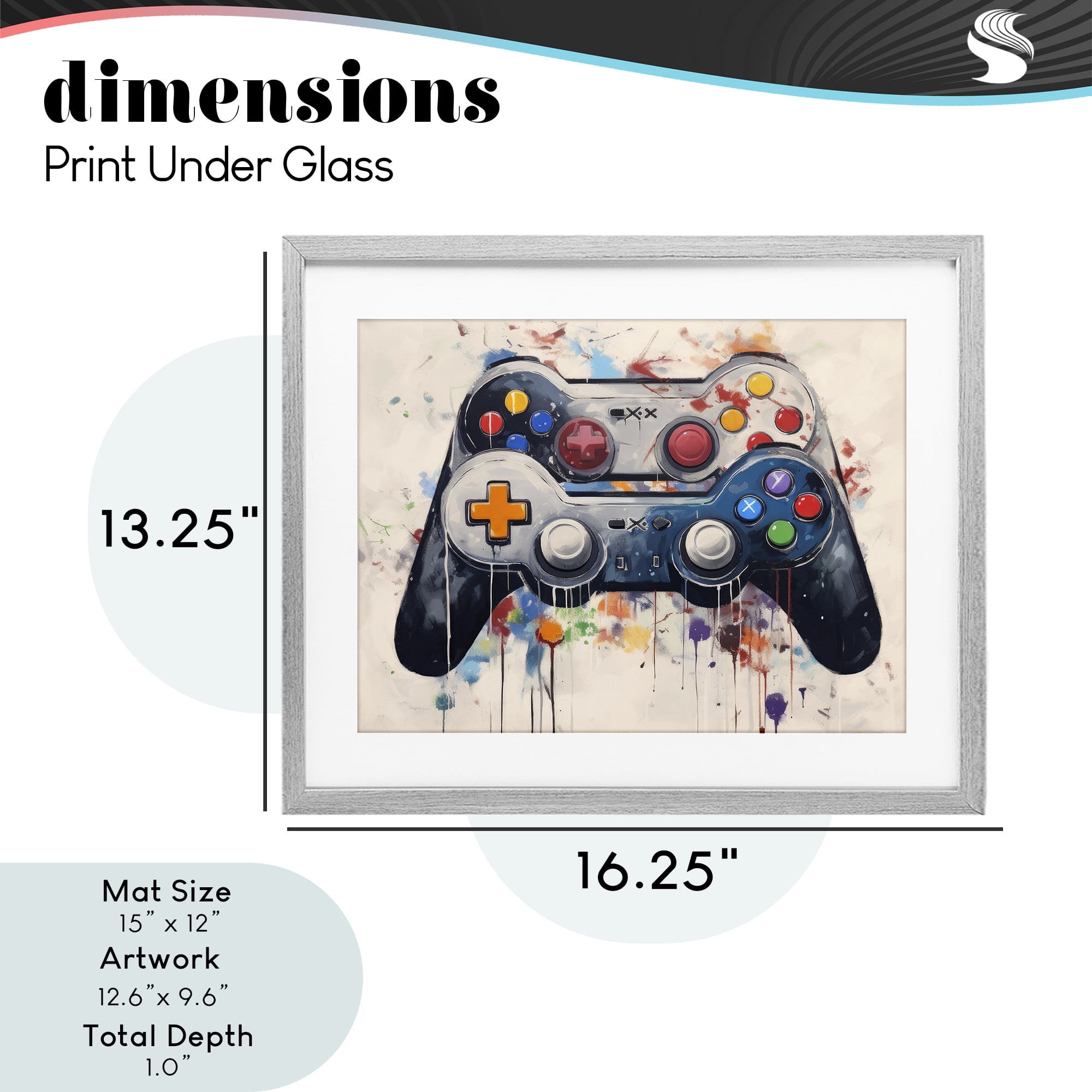 Stupell Industries Joystick Journeys Controller Duo Gray Framed Print Under Glass, design by Lazar Studio