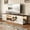 White, variant on HOMRELEXA Farmhouse TV Stand for TVs Up to 65", Home Entertainment Center with LED Light, Open Storage Cabinet & Adjustable Shelves, Brown