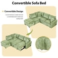 thumbnail image 3 of 82.67" Green L-Shaped Convertible Sofa Bed Sectional with Storage Ottoman, Chenille Fabric, Two Pillows, USB Ports and Power Sockets for Living Room Comfort, 3 of 9