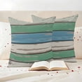 thumbnail image 3 of Green Wood Retro Outdoor Waterproof Pillow Covers, Striped Mottled Planks Farmhouse Decorative Square Throw Pillowcase Sofa Cushion Sham for Patio/Couch/Chair, 18"x18" 2 Pack, 3 of 8