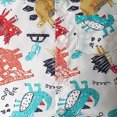 thumbnail image 6 of Kaprioy Boys Summer Outfits Short Sleeve Button Down Cartoon Coconut Tree Prints Shirt Bow Tie Top Shorts Set Gentlemen Casual Outfits, 6 of 7