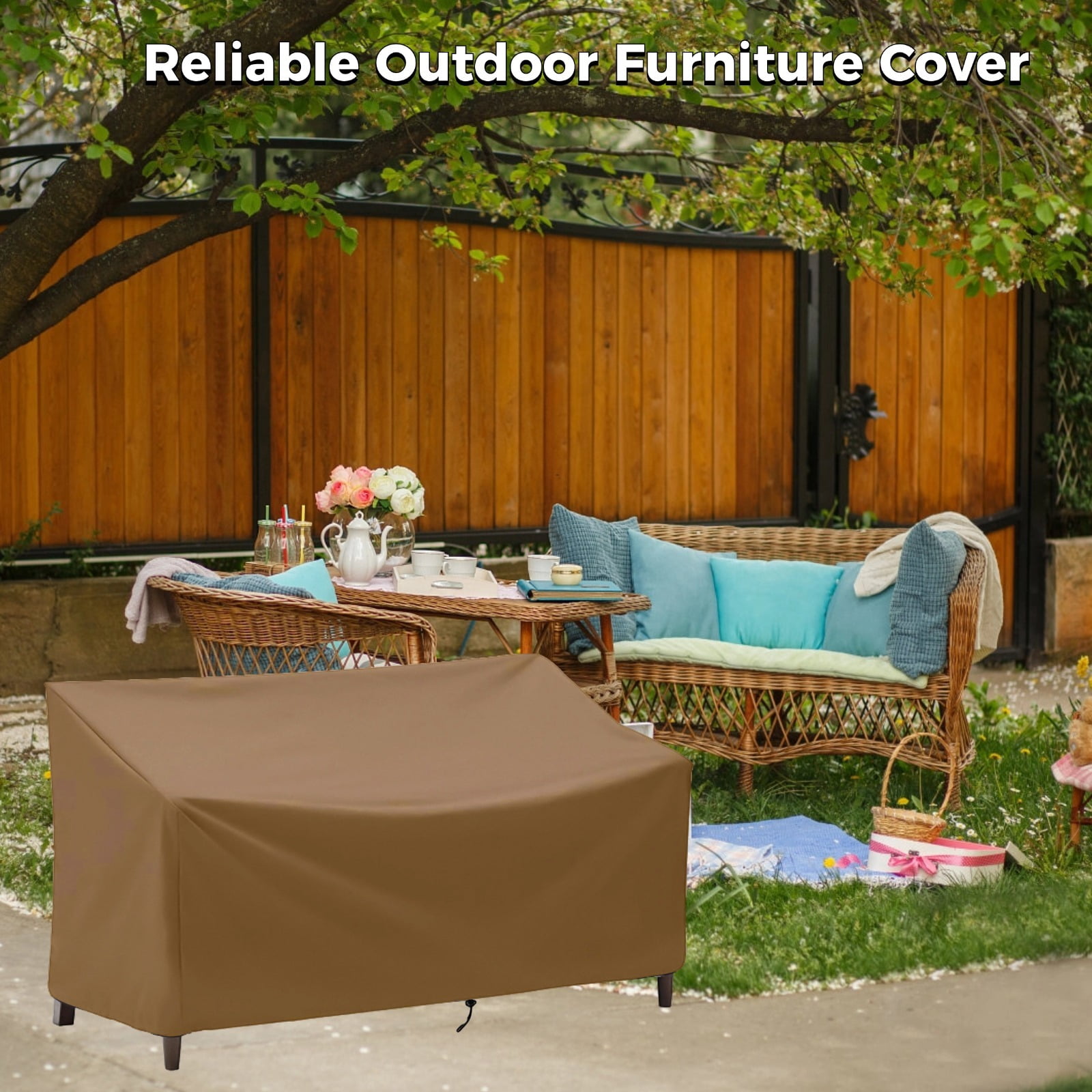 Outdoor Bench Cover, Waterproof Outdoor Patio Furniture Cover for 4-seater Bench, Heavy-duty Oxford Cloth Garden Sofa Chair Cover