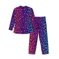 thumbnail image 2 of Bingfone Men'S Pajama Set 2 Piece Loungewear Pjs, Long Sleeve With Pajama Pants-Leopard Neon Rainbow Gradient, 2 of 9