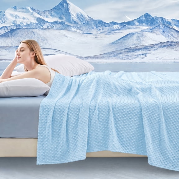 Light Blue Cooling Bubble Summer Blanket, Lightweight Breathable Bed Throw for Hot Sleepers Throw