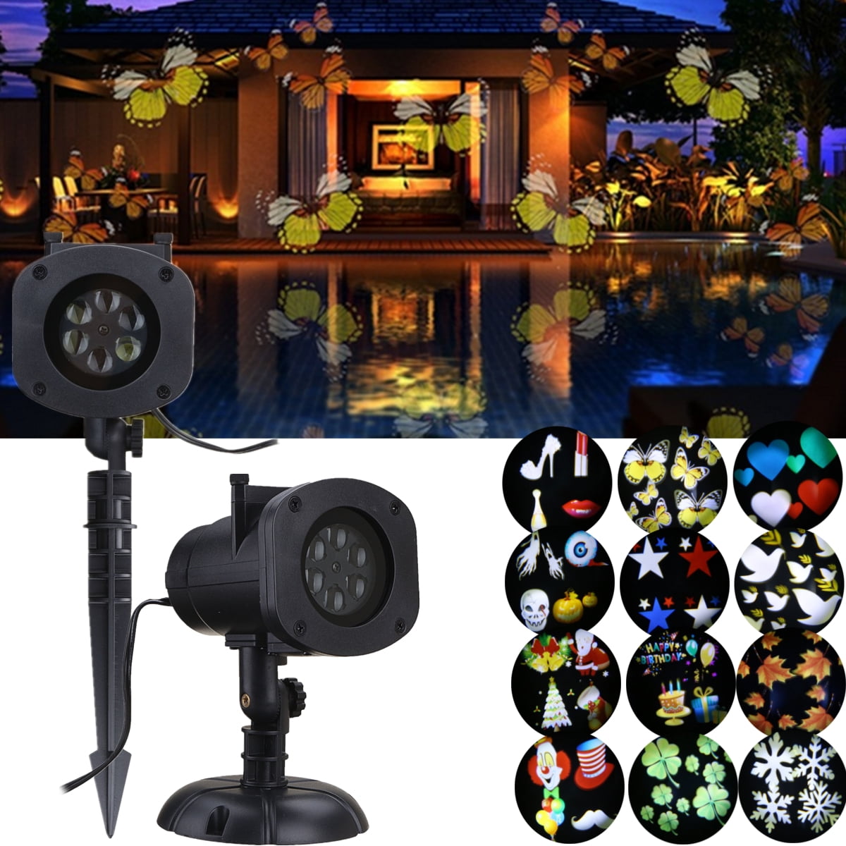 Waterproof Moving Laser Projector Halloween Xmas Party Decor Outdoor
