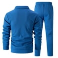thumbnail image 5 of Babcutegg Mens Outfit Set 3-Piece Full Zip Lapel Jacket & Stand Collar Top & Jogger Pants Athletic Casual Clothes Blue Size 2XL, 5 of 7
