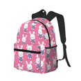 thumbnail image 2 of Daiia Rabbit Holding Flowers School Backpack for Men Women, Unisex Large Waterproof Bookbag Schoolbag Casual Daypack for High School/College/Teens/Travel/Work Black, 2 of 8