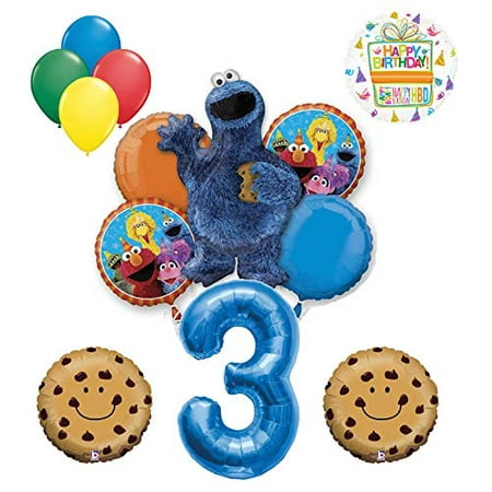 Mayflower Products Cookie Monster and Friends 3rd Birthday Party Balloon Bouquet Decorations