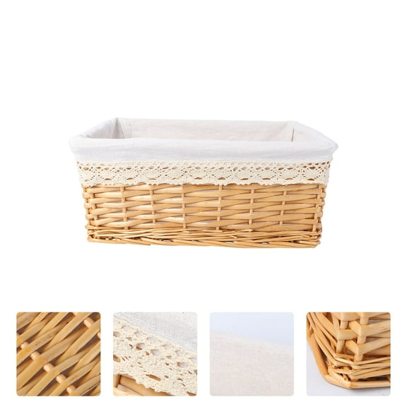 WRITWAA Multicolor Wicker Basket with Washable Liner for Clothing and Accessories Storage
