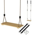 thumbnail image 1 of Qaba Wooden Swing Seat for Backyard Adjustable Rope Outdoor Playground Playset for Kids with Tree Straps Carabiners, 1 of 7