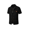 thumbnail image 4 of Men's Solid Color Short Sleeve Lapel Shirt,Casual Button Cardigan Top Polyester Fabric Lightweight Breathable Texture Casual Daily Work Golf Vacation Classic Fit Pocket, 4 of 6