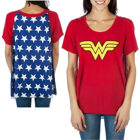 Wonder Woman Women's Interchangeable Cape Costume Tee Shirt