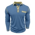 thumbnail image 7 of Polo Shirts for Men Casual Solid Collared Classic Long Sleeve Top Mens Loose Blouses, 7 of 7