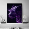 thumbnail image 5 of Mudket Purple Glitter Rhinestone Leopard Profile Canvas Wall Art, Luxury Glam Wildlife Trendy Wall Art Print for Living Room Bedroom Home Decor, Framed Ready to Hang - 12"L x 8"W, 5 of 9