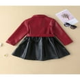 thumbnail image 3 of Robe à Manches Longues pour Filles Col Rabattu Fermeture à Boutons Veste en Cuir PU, 3 of 6