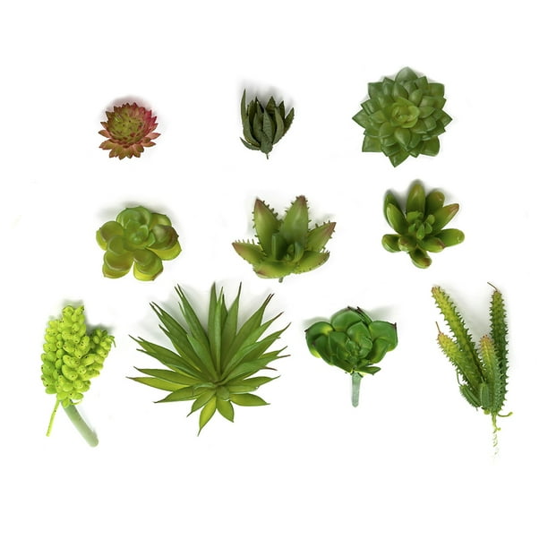 10pcs Artificial Mini Succulents Faux Cactus Plant Unpotted DIY Home Decor Green