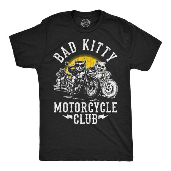 Mens Funny T Shirts Bad Kitty Motorcycle Club Sarcastic Kitten Graphic Novelty Tee for Men Graphic Tees
