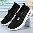 thumbnail image 4 of Wide Width Shoes for Women, Office Shoes, Womens Walking Shoes, Women's Woven Orthopedic Breathable Soft Shoes Arch Support, Diabetes Foam Shoes Walking Anti-Skid Sports Shoes, Black 8, 4 of 6