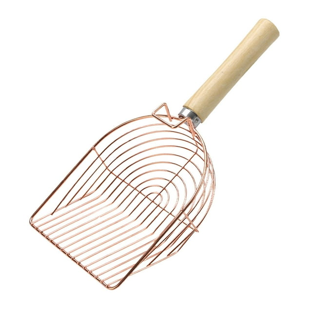 Pala para arena de gatos, pala para caja de arena, cuchara hueca, tamiz, suministros para mascotas, limpieza de mascotas, elevador para gatitos oro rosa