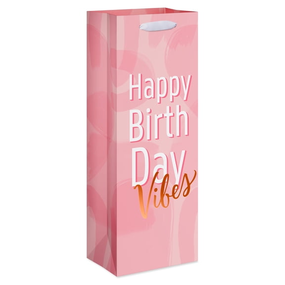 American Greetings Pink Beverage Birthday Gift Bag for Her, Birthday Vibes (1-Count)
