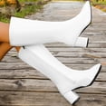 thumbnail image 6 of Women’s Square Toe Knee High Boots, Faux Leather Block Heel Tall Boots, Side Zipper Fashion Dress Boots, 6 of 6