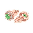 thumbnail image 2 of 1.24 ct Screw-Back Stud Earrings for Women | 5.0mm Round Cut Simulated Green Diamond | 18K Rose Gold, 2 of 4